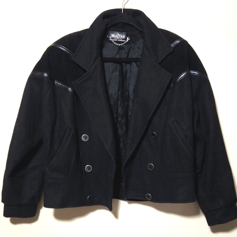 Braetan Vintage Union Made Double Breasted Cropped Jacket Suede Accents Size Med - Picture 9 of 15